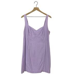 Abercrombie & Fitch Corset Seamed Linen Blend Mini Dress - Purple - XL